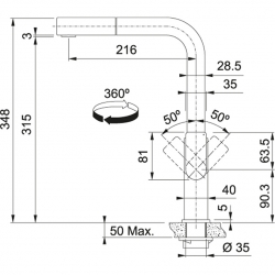 Bateria FRANKE MYTHOS PULL-OUT CZARNA STAL SZLACHETNA 115.0550.442