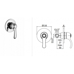 Bateria podtynkowa 1-drożna FLAVIA chrom Paffoni Rubinetterie FA010CR