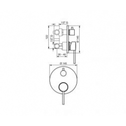 Bateria podtynkowa 3-drożna PIPER chrom Emmevi Rubinetterie 45029CR
