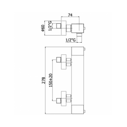 Bateria natryskowa ścienna termostatyczna (korpus) LEVEL stal szczotkowana Paffoni Rubinetterie LEQ268ST