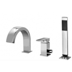 Bateria wannowa 3-otworowa LEVEL stal szczotkowana Paffoni Rubinetterie LES040ST