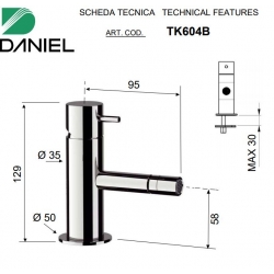 Bateria bidetowa stojąca Tokyo Chrom Daniel Rubinetterie TX604CR