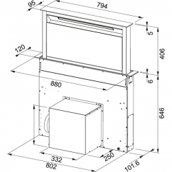 Okap kuchenny nablatowy DOWNDRAFT FDW 908 IB XS Stal szlachetna/czarny 110.0365.588