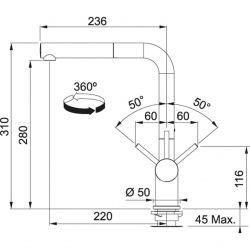 Bateria FRANKE ACTIVE PLUS PULL-OUT Mokka 115.0373.886 - ostatnie sztuki!
