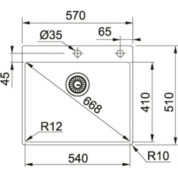 Zlewozmywak stalowy FRANKE BOX 210-54 TL BXX 210-54 TL STAL SZLACHETNA JEDWAB 127.0369.295