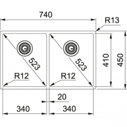 Zlewozmywak stalowy FRANKE BOX BXX 220/120-34-34 STAL SZLACHETNA JEDWAB 127.0370.188