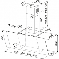 Okap kuchenny Evo Plus FPJ 705 V BK/SS Stal szlachetna / szkło 330.0528.069
