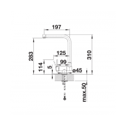 Bateria Blanco LARESSA-F chrom podokienna dźwignia w prawo 521545
