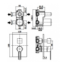 Bateria podtynkowa 2-drożna z przełącznikiem mechanicznym WEST chrom Paffoni Rubinetterie WS018CR